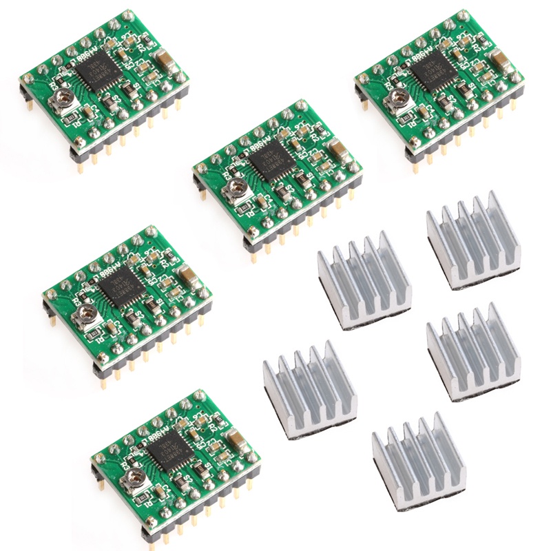 Bộ 5 Mô Đun Điều Khiển Động Cơ Bước A4988 + Bộ Tản Nhiệt Cho RepRap 3D Ramps