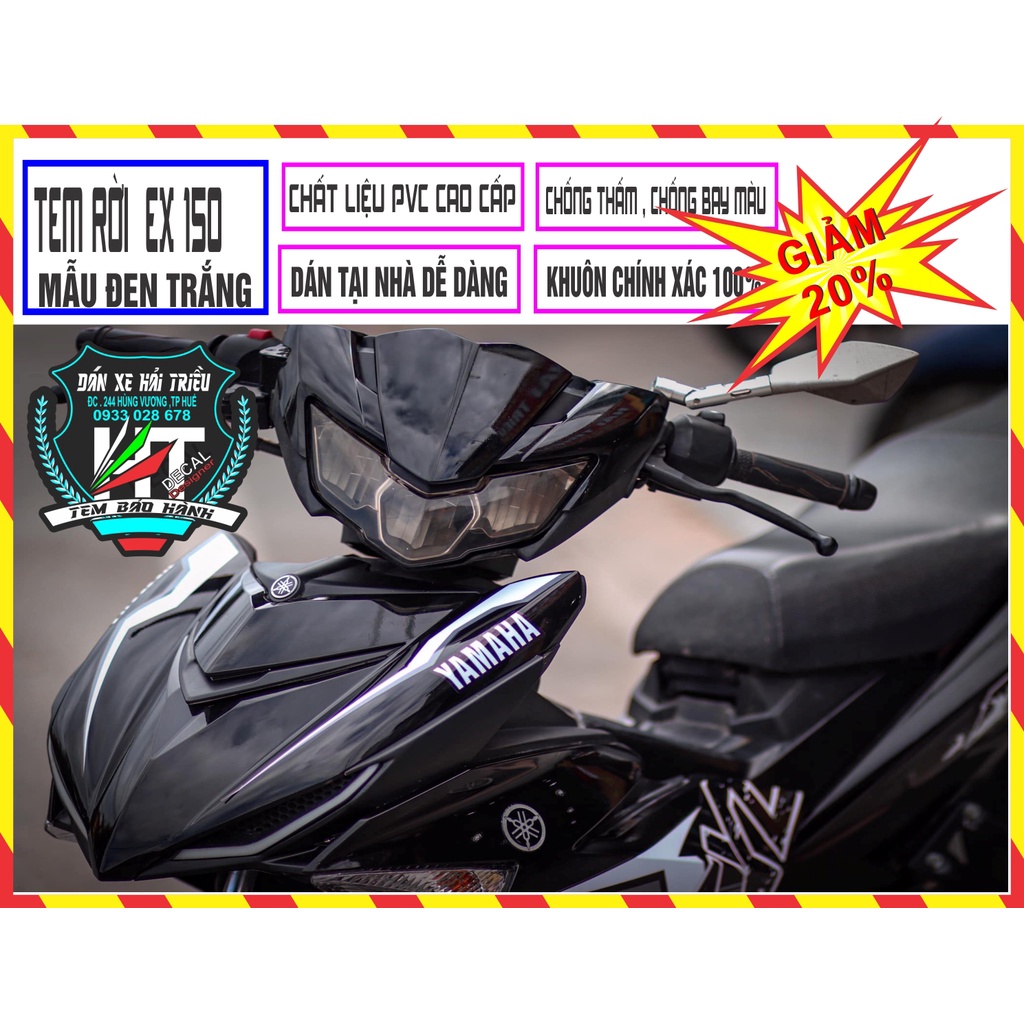 TEM RỜI EX 150 MAUAX ĐEN TRẮNG