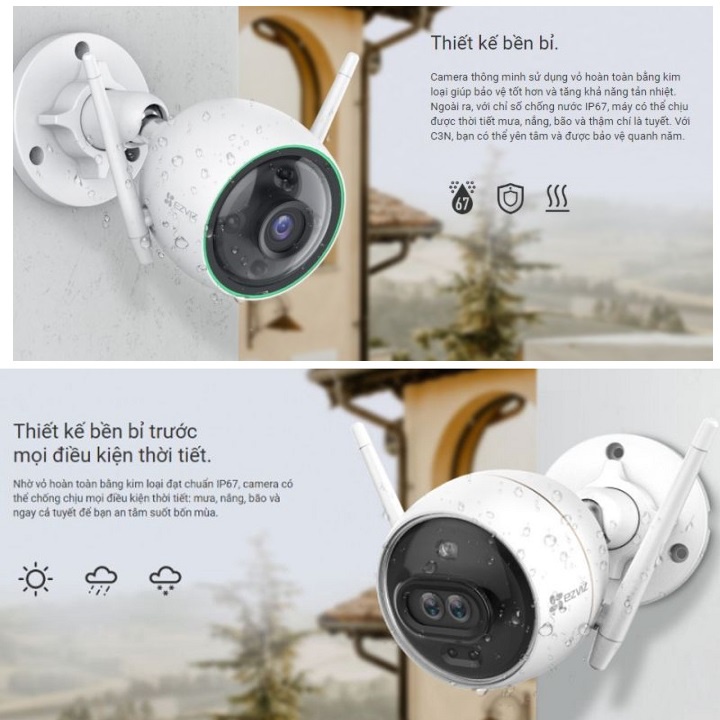 Camera WiFi ngoài trời có màu ban đêm EZVIZ C3X 1080P 2.0Mpx ống kính kép - Hàng Chính Hãng