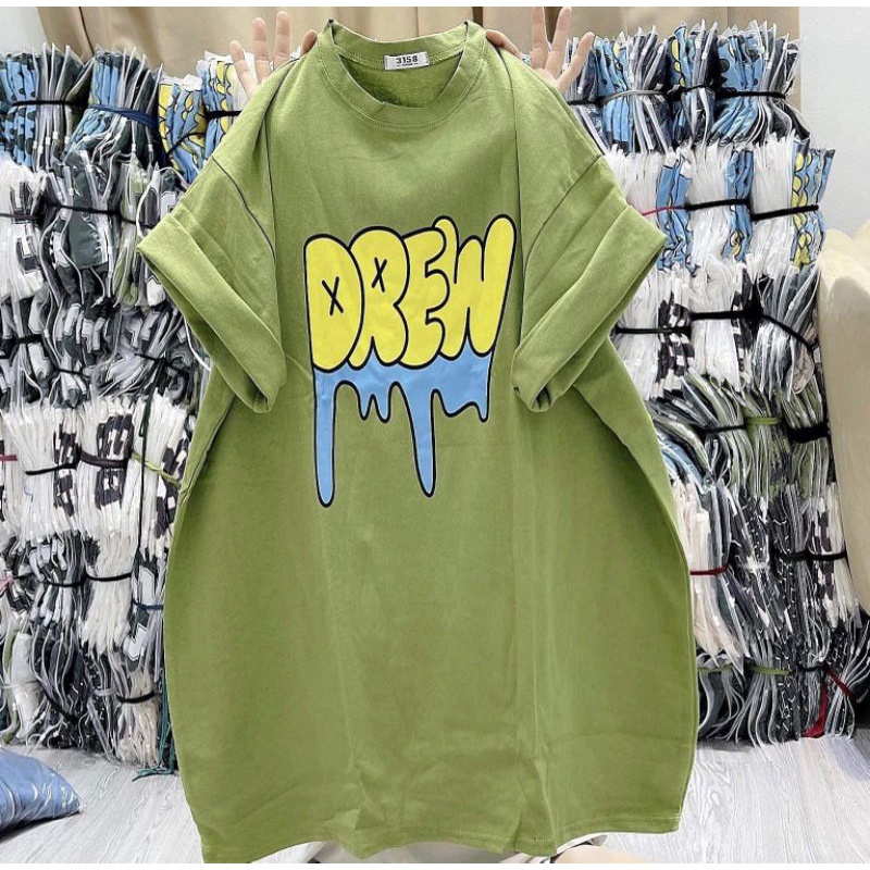 Áo Thun Cotton 3158 Nam Nữ Dáng Giấu Quần Unisex Nam Nữ Drew