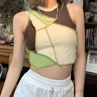 Áo croptop sát nách cổ tròn thời trang mùa hè