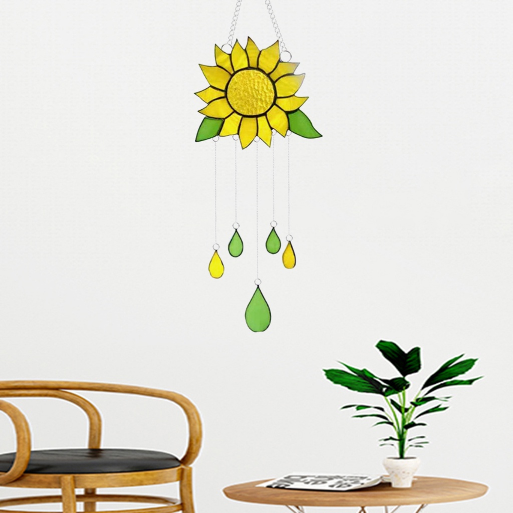 Chuông Gió Treo Cửa Sổ Phòng Ngủ Bằng Kim Loại Họa Tiết Hoa Hướng Dương