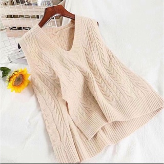 Áo gile len thừng xẻ bên style Hàn