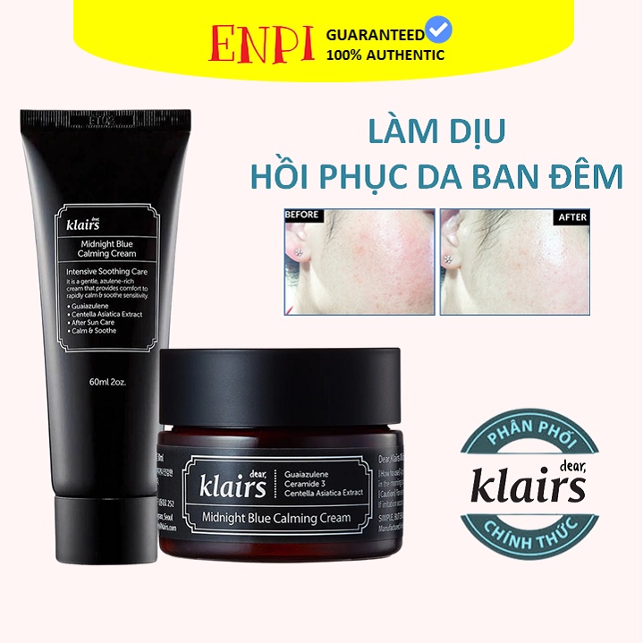 Kem dưỡng làm dịu hồi phục da Klairs Midnight Blue Calming Cream