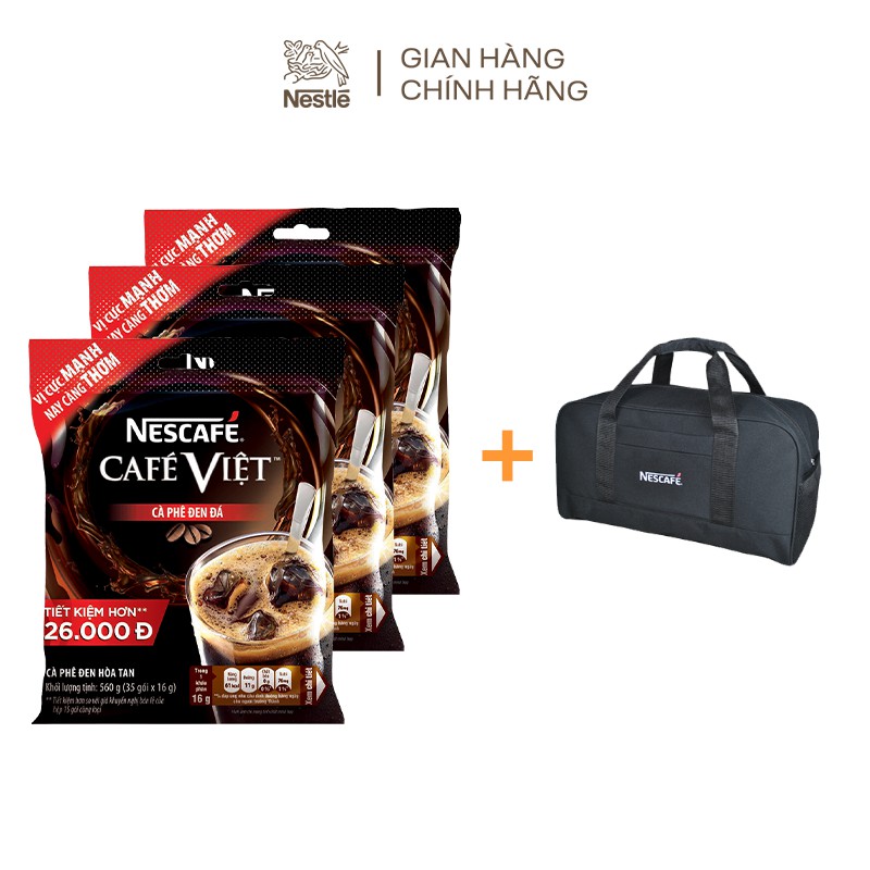 Combo 3 bịch cà phê hòa tan Nescafé café Việt cà phê đen đá