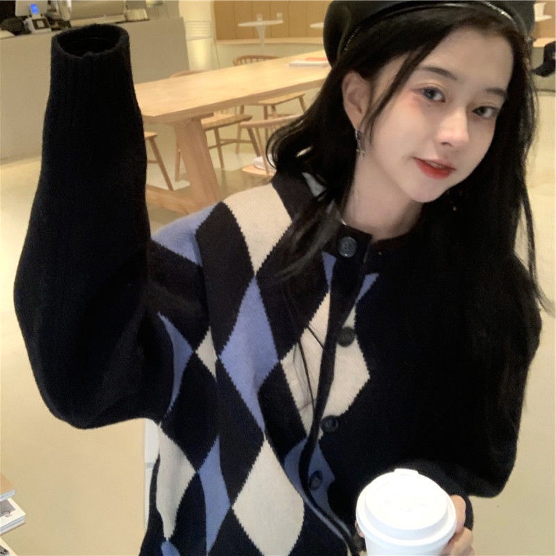 HUANG YOYO   Áo dây len / Áo cardigan dài tay cổ tròn thời trang Hàn Quốc dành cho nữ | BigBuy360 - bigbuy360.vn