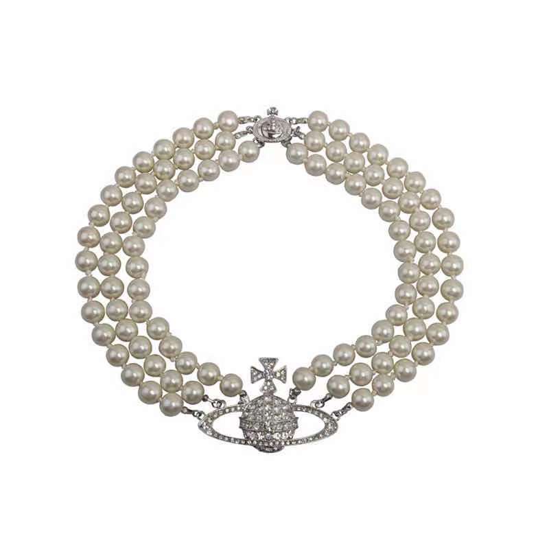 Vòng cổ Ngắn Đính Ngọc Trai Phong Cách retro Âu Mỹ