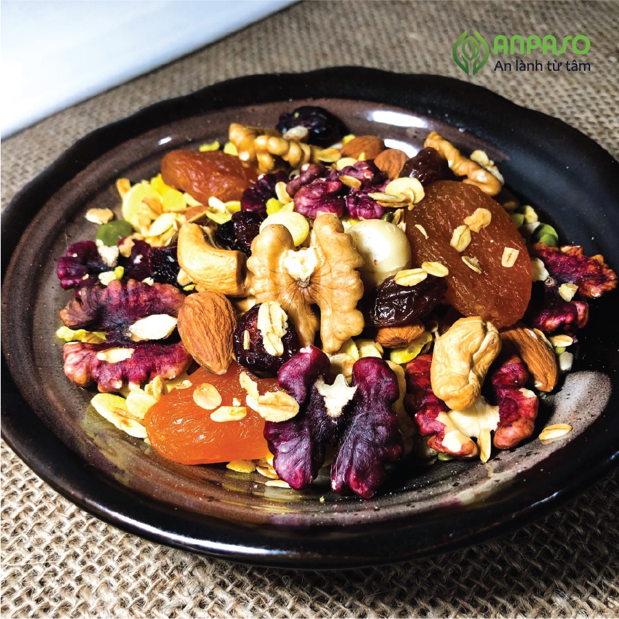 Granola Vị Cam Quế Siêu Hạt Anpaso Ăn Kiêng, Giảm Cân,Eat Clean  bổ sung dinh dưỡng, giữ vóc dáng, tốt cho tim mạch 500g