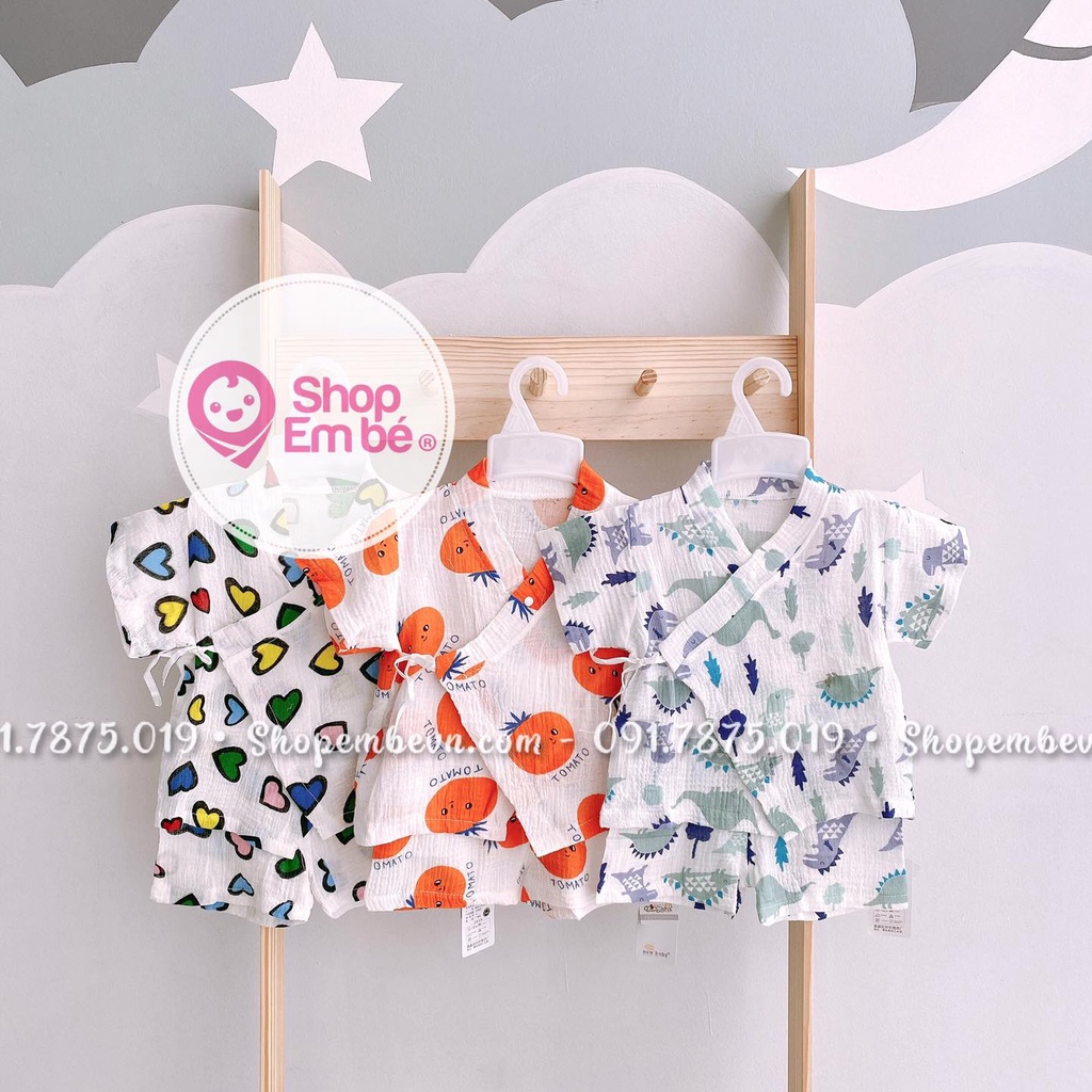 Bộ Quần Áo Yukata Cộc Tay Vải Xô Xuất Nhật Siêu Mát Cho Bé