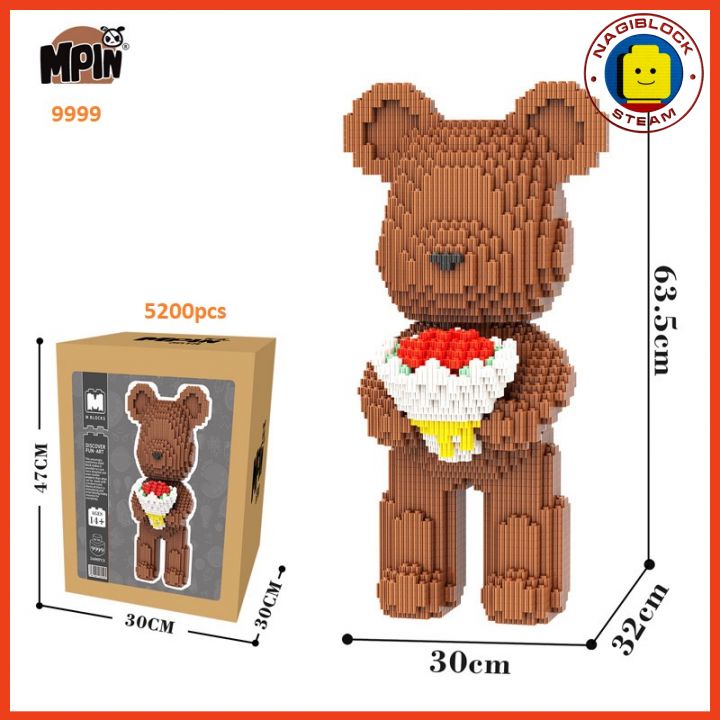 Mô hình lắp ráp gấu BEARBRICK 63cm MPIN tặng hoa hồng
