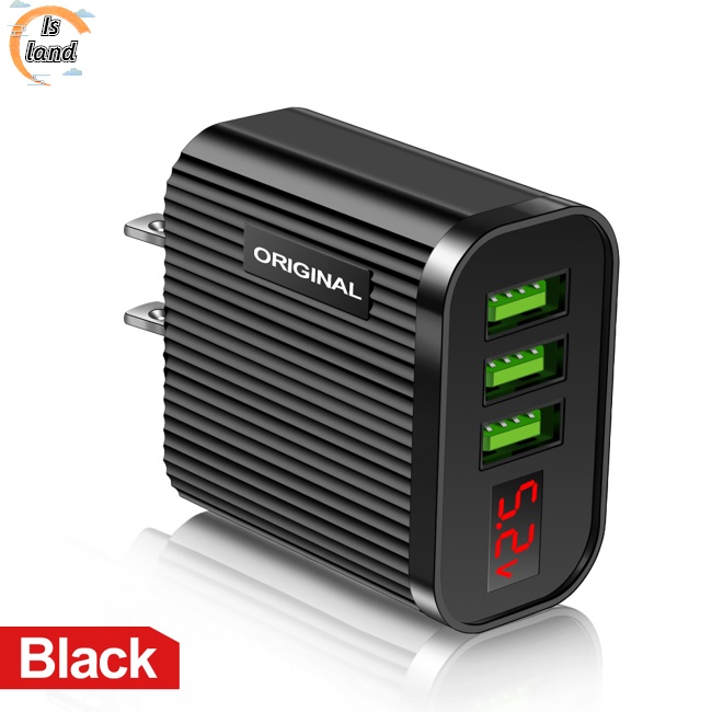 Củ Sạc Nhanh 5V / 3.1A 3 Cổng Usb Màn Hình Kỹ Thuật Số Cho Điện Thoại