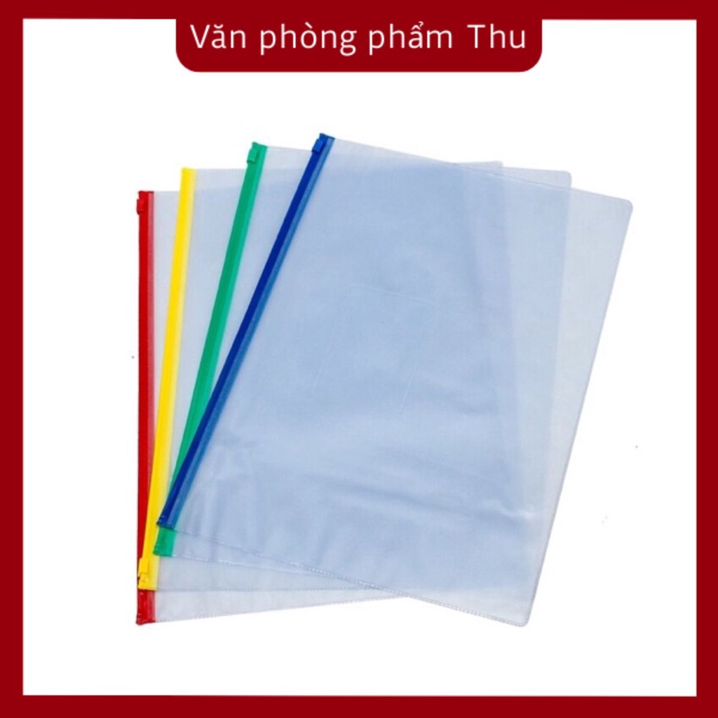Bìa nhựa hồ sơ zip kéo miệng A4.