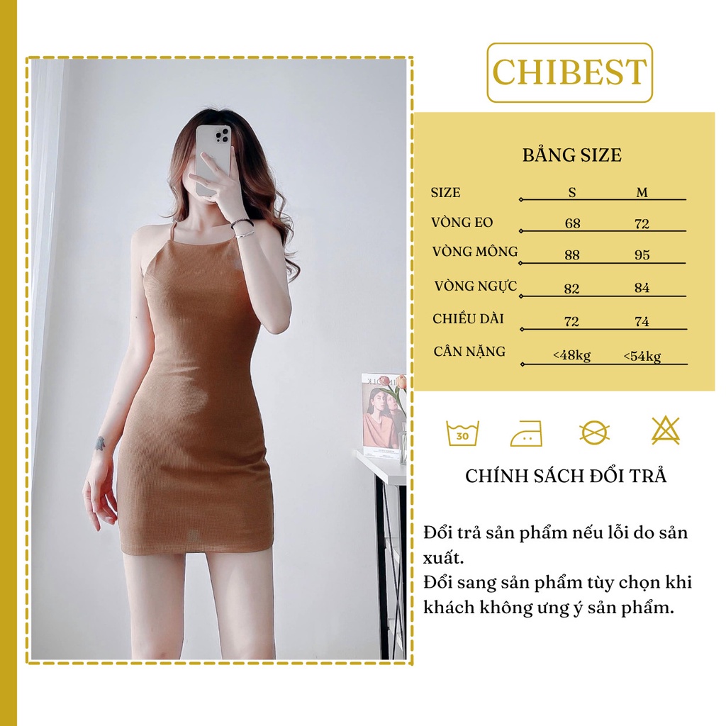 Đầm Cổ Yếm Body Sexy Ôm 2 Dây Dáng Basic Chất Thun Co Giãn  CHIBEST LDB43