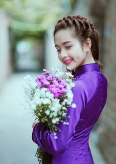 Áo dài tím huế kèm quần