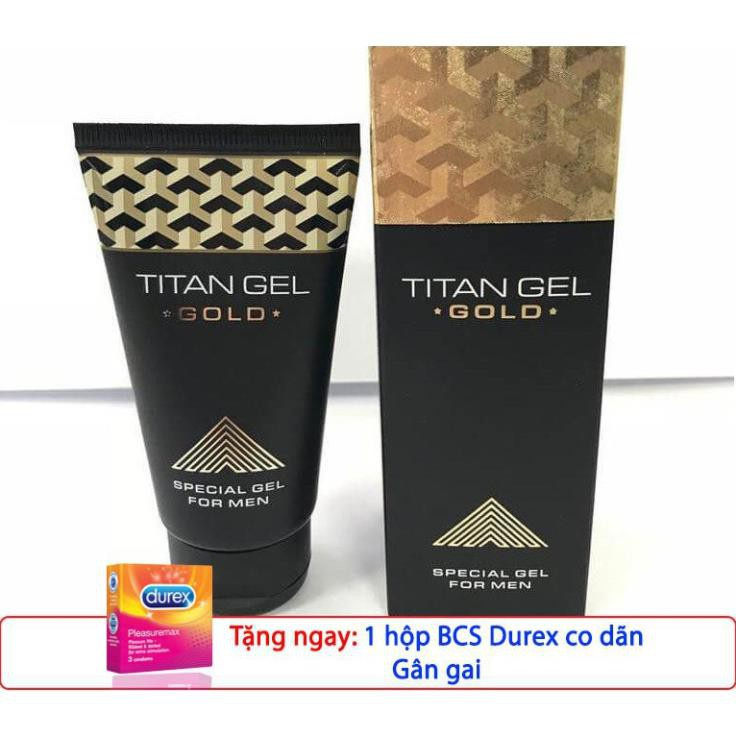 Massage Titan-Gel-Gold tăng kích thước cậu nhỏ và chống xuất tinh sớm -Tặng BCS Durex