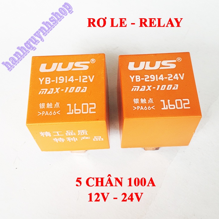 Rơ le ô tô 5 chân màu cam 12V 100A hoặc 24V 100A (giá bán 1 cái)