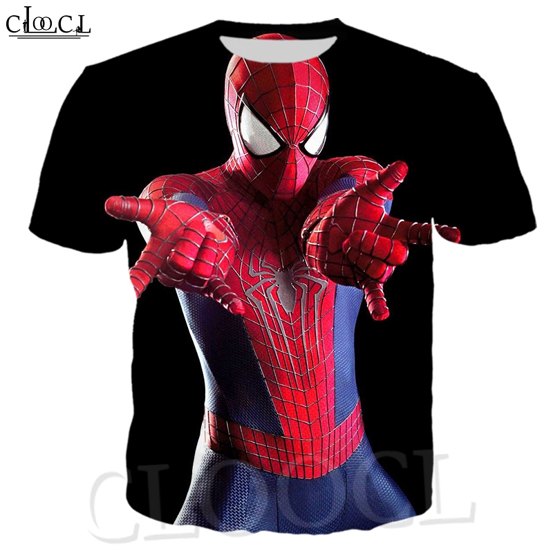 Áo Thun Tay Ngắn Cổ Tròn Dáng Rộng In Họa Tiết Spiderman 3D Thời Trang Mùa Hè Cho Nam Và Nữ
