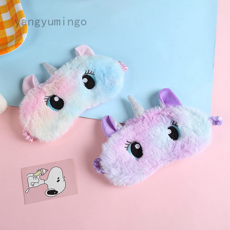 Mặt nạ che mắt ngủ hình kỳ lân nhồi bông dễ thương cho bé gái