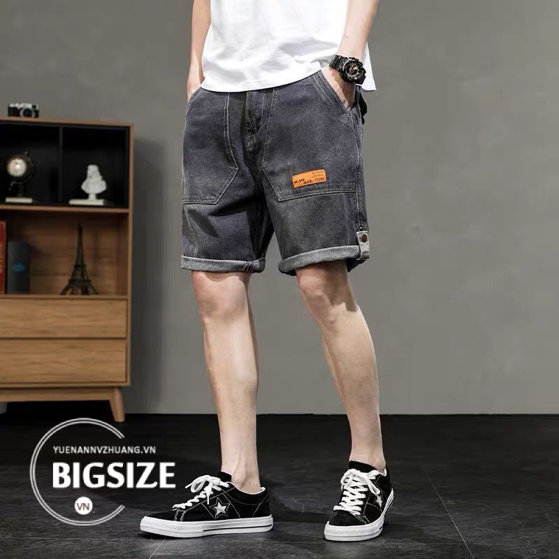 Quần sọt nam Bigsize Quần short đùi nam ngố jean mỏng Thời Trang kiểu trẻ trung Hàn Quốc đẹp cao cấp，cho người mập béo 100kg 150kg