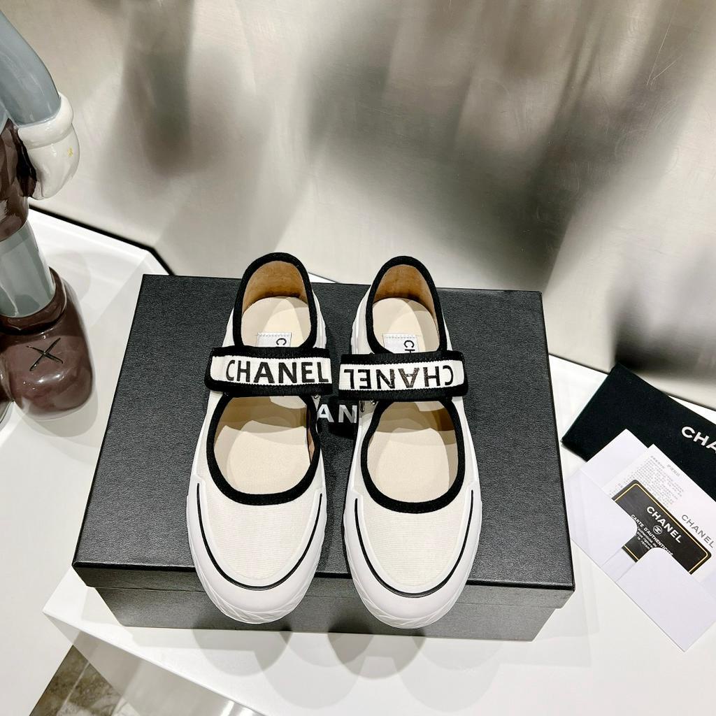 Giày búp bê thời trang cao cấp thương hiệu Channel CN thiết kê quai ngang in logo sang trọng, thời thượng