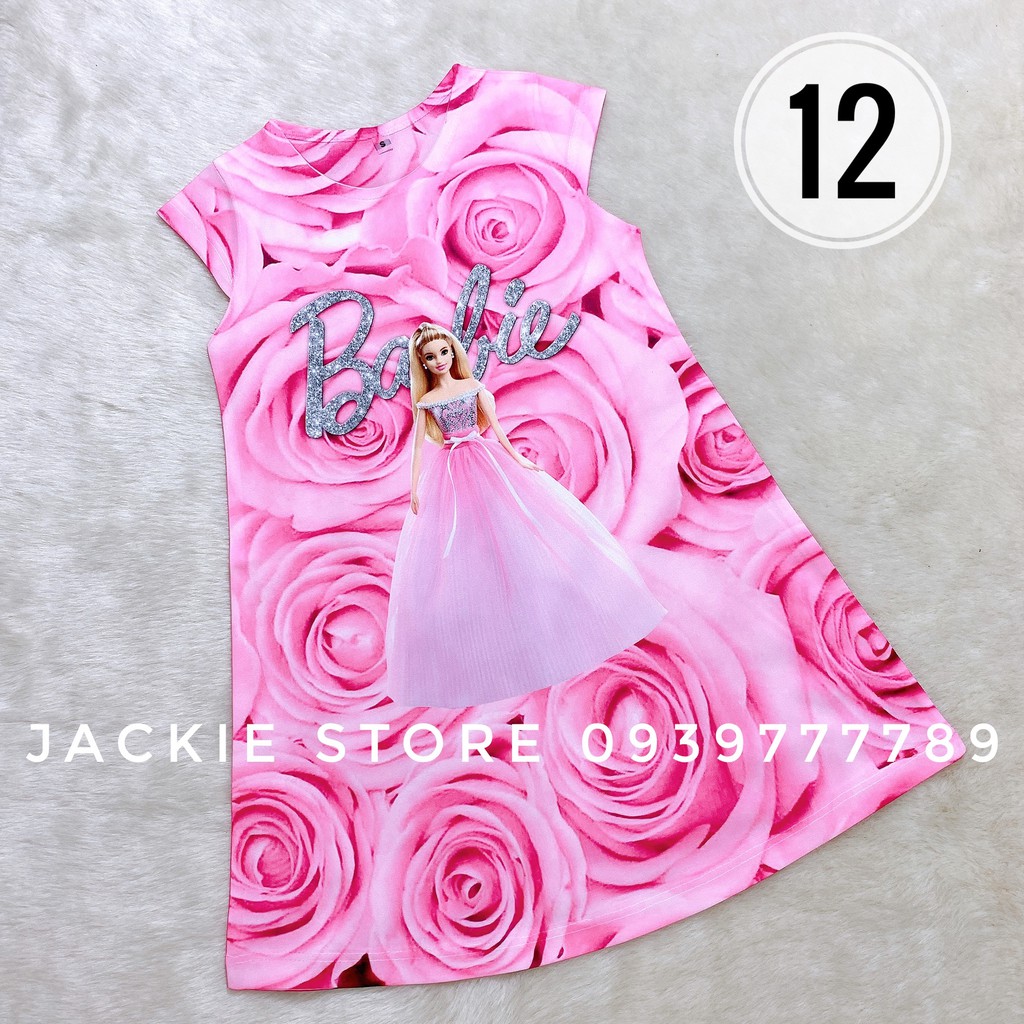 Váy đầm Barbie hoa hồng 3D Thái Lan cho bé gái