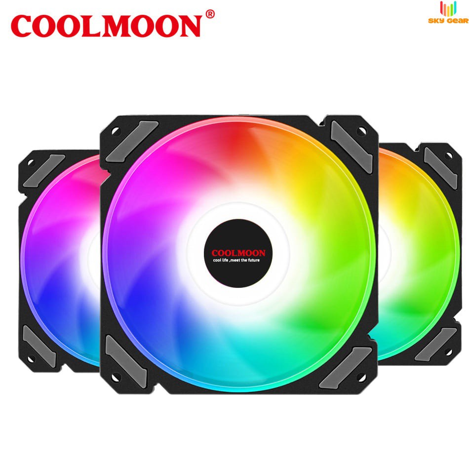 Quạt Tản Nhiệt Led 12cm, Fan Led RGB Coolmoon - Fan case jắc nguồn ATX