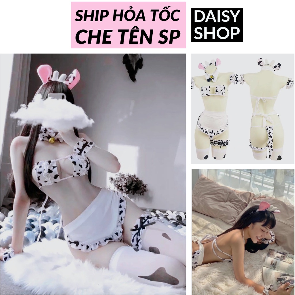 Cosplay bò sữa Tân Sửu sexy - bộ đồ lót nội y kèm tạp dề đầy đủ phụ kiện