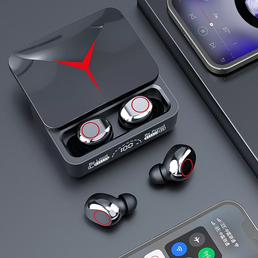 Tai nghe không dây Bluetooth m90 5.0 âm thanh stereo 9D thông minh có màn hình LED  -dc4863