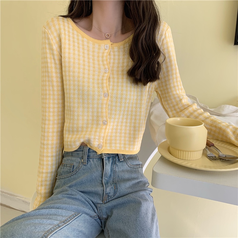 Áo dệt kim mỏng dáng rộng tay dài thời trang Hàn Quốc