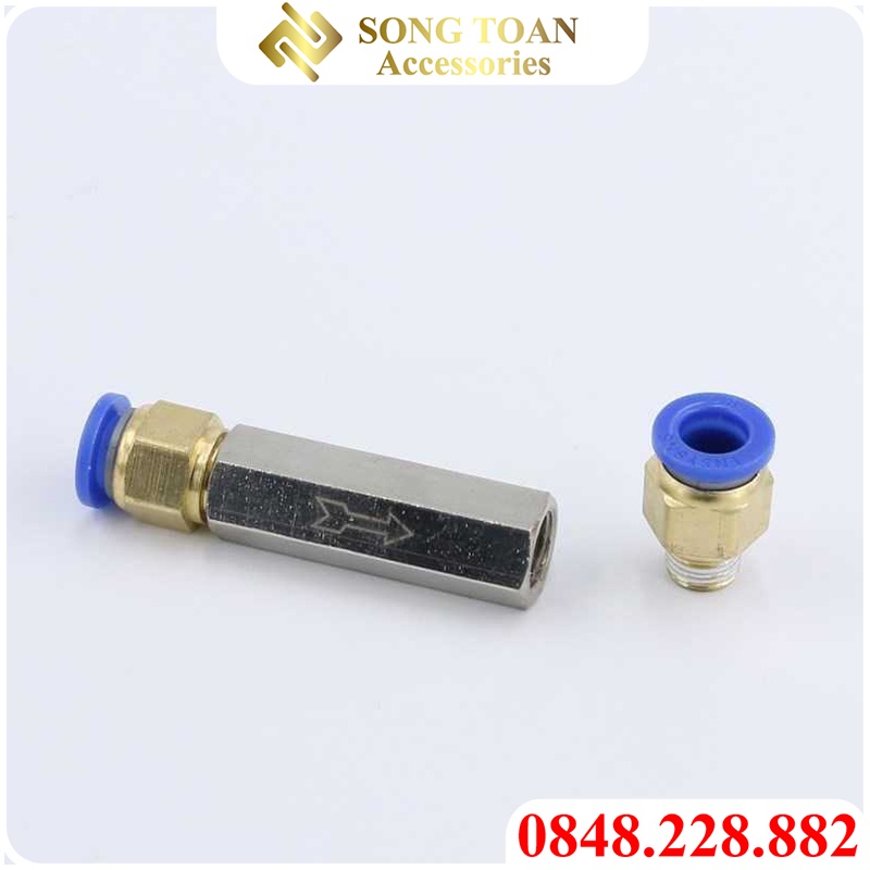 Van 1 Chiều PVN CV & Luppe Có Lá Chặn Dòng Chảy Chốt Khóa Lò Xo - Bằng Đồng Mạ  - Bước Ren Trong Tiêu Chuẩn Thông Dụng