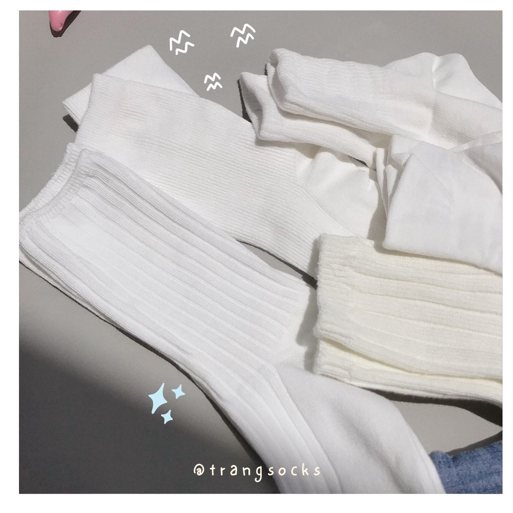 Tất tone màu trắng cao cổ  - Trangsocks