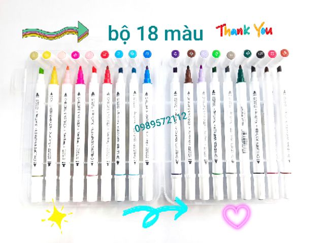 Bộ bút dạ màu marker 1616 - 12-36 màu.bút dạ 2 đầu.