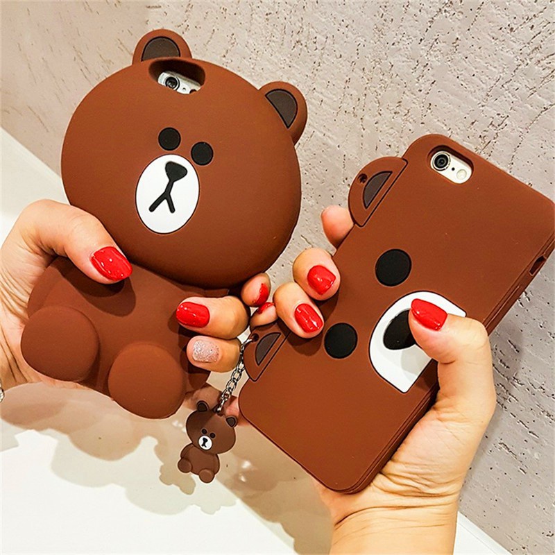 ▦❈Ốp Điện Thoại Silicon Họa Tiết Gấu Nâu Dễ Thương Cho iPhone 12 11 Pro max 6 6S Plus 6S+7 8 Plus 7+8+X Xs XR Xs max SE 2020