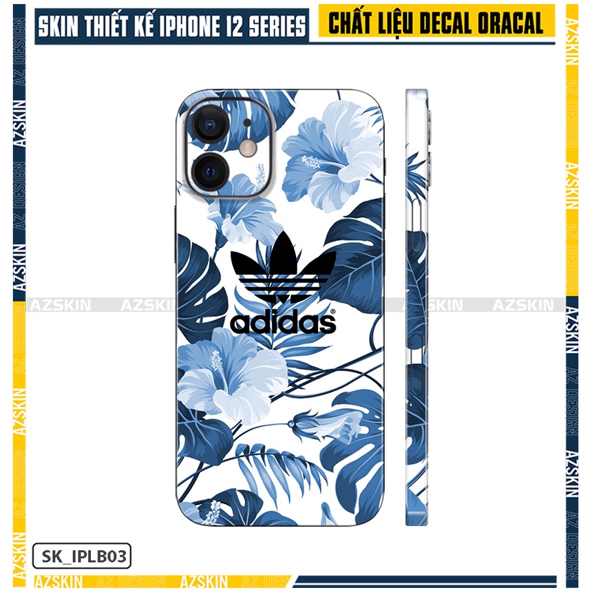 Dán Skin Adidas Họa Tiết IPhone 12 Mini - 12 Pro Max |SK_IPLB03| Film Cao Cấp Chống Va Đập, Chống Xước, Full Lưng Viền
