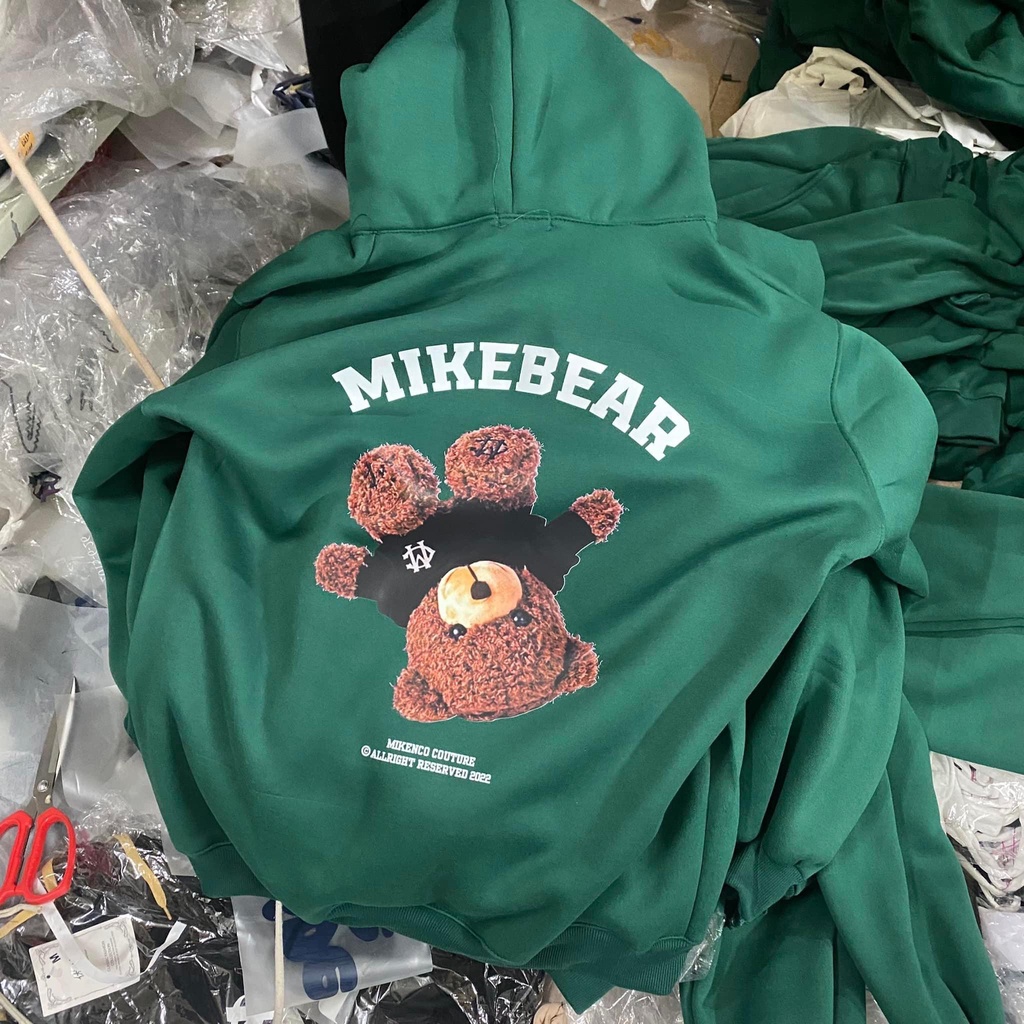 Áo hoodie nam nữ MIKE BEAR xanh lá, áo hôdie ZUTEE chất nỉ dày dặn form rộng oversize
