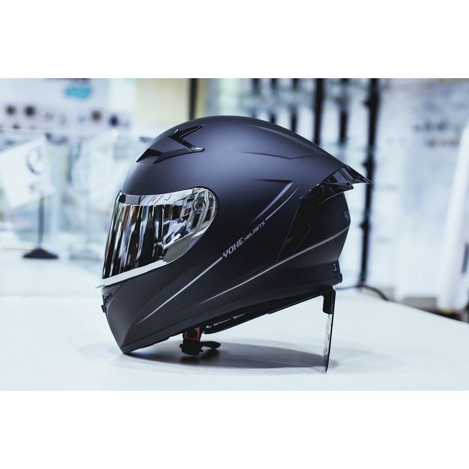 Mũ bảo hiểm Yohe Full.Face 978 Plus Black Matt bản nâng cấp đuôi gió, mũ Phượt - nón bảo hiểm xe Motor.