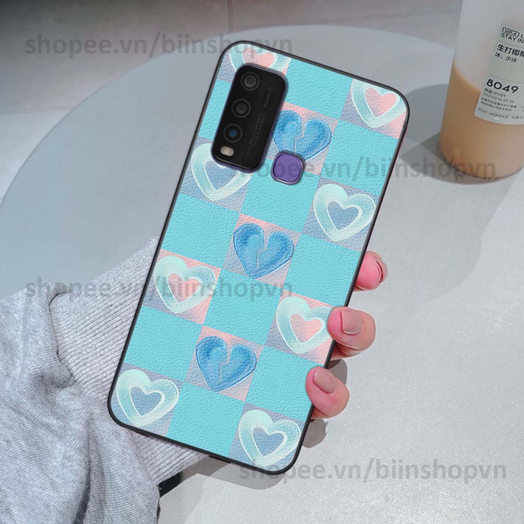 Ốp Vivo Y30 / Y50 caro trái tim nhiều màu sắc, đầy cá tính, khẳng định phong cách