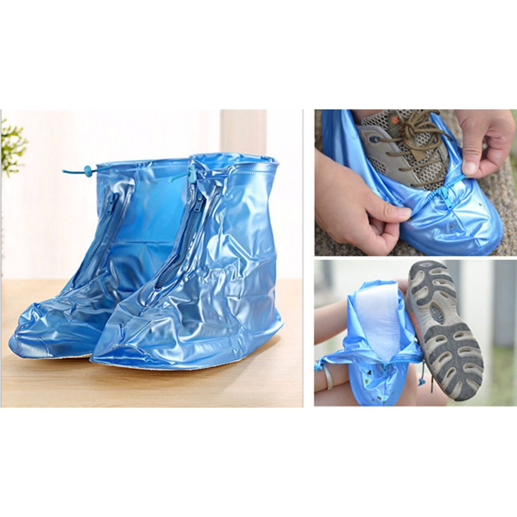 Đôi ủng cao su đi mưa bảo vệ giày có đế chống trơn trượt
