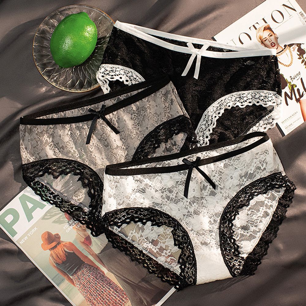 Quần lót có ren mềm mại thoáng khí với nhiều màu sắc phong cách Hàn Quốc dành cho nữ