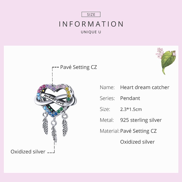 Mặt trang sức BAMOER bằng 100% bạc 925 đính đá zircon đầy màu sắc làm vòng đeo tay/ trang sức thủ công DIY