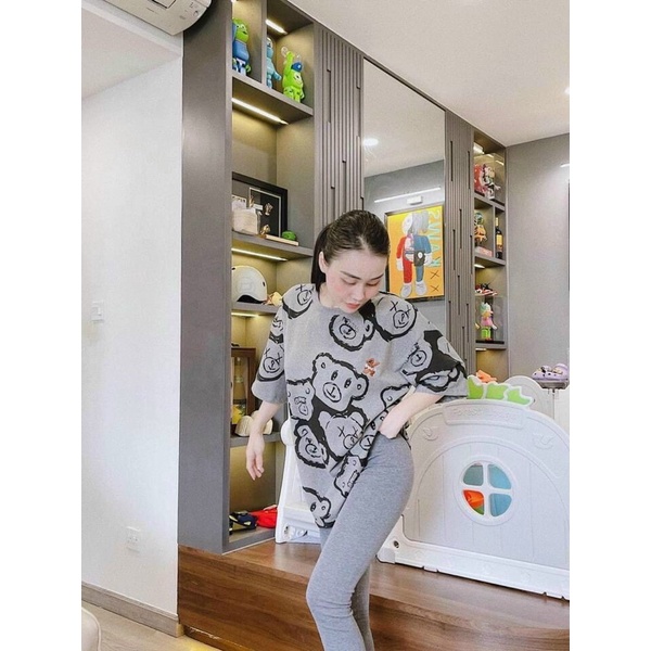 Set Bộ Thun Cotton Hình Gấu Quần Dài