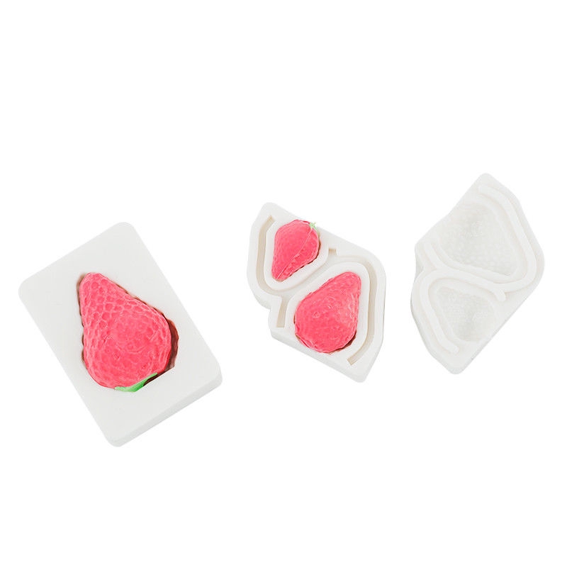 Bộ 3 Khuôn Silicone Tạo Hình Quả Dâu 3D Trang Trí Bánh DIY