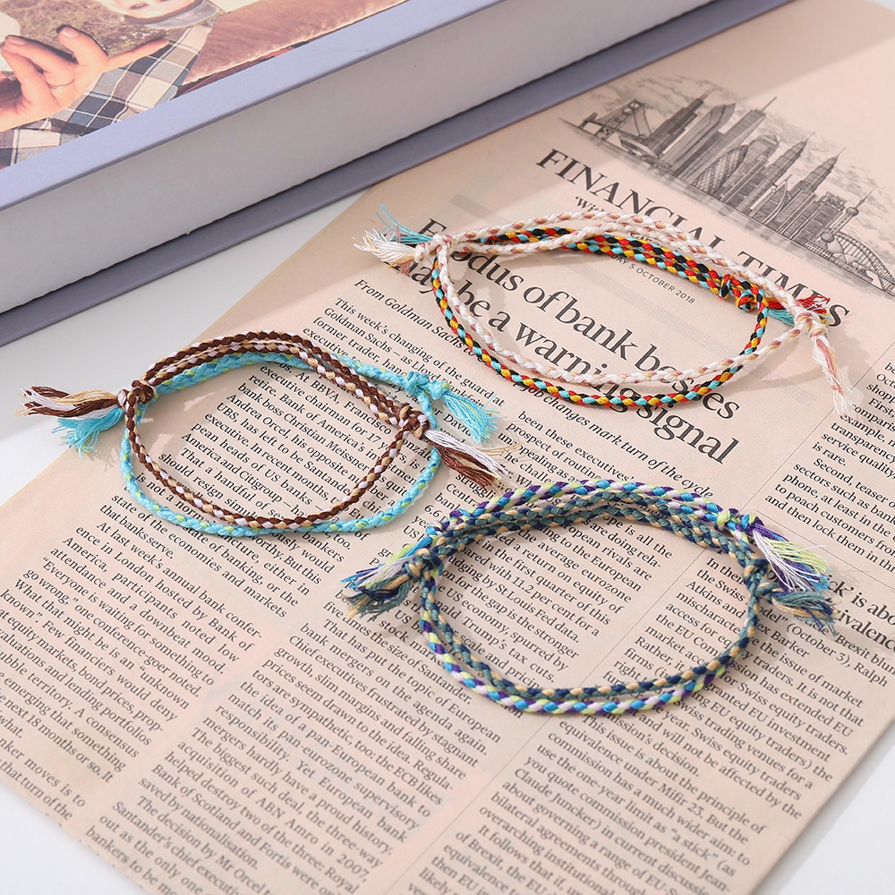 Vòng Đeo Tay May Mắn Bện Dây Thủ Công Nhiều Màu Phong Cách Bohemia Thời Trang Cho Nữ