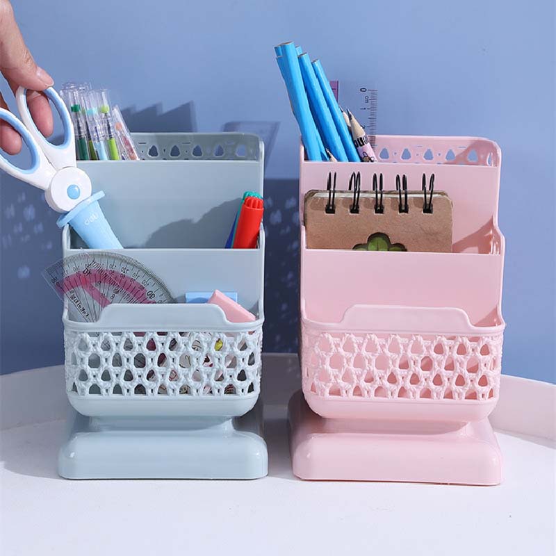 Giỏ đựng mỹ phẩm để bàn 3 ngăn màu sắc ngẫu nhiên
