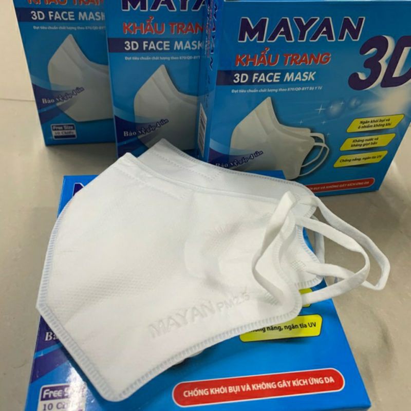 Khẩu Trang người lớn và trẻ em MAYAN PM2.5 3D MASK cao cấp , 1 hộp 10 chiếc