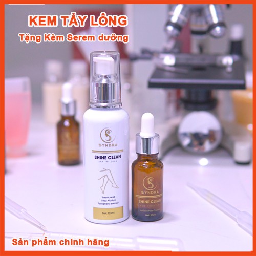 Combo Kem Tẩy Lông Shine Clean 120ml - Tặng kèm Serum - Triệt Lông các vùng nách , bẹn,chân ,tay,vùng kín