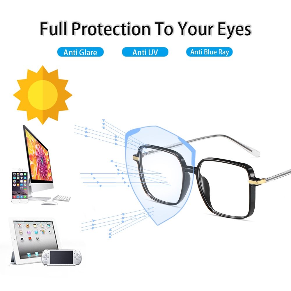 Gọng kính cận VIENDO vuông to đổi màu chống ánh sáng xanh chống tia uv màu sắc thời trang cho nam nữ