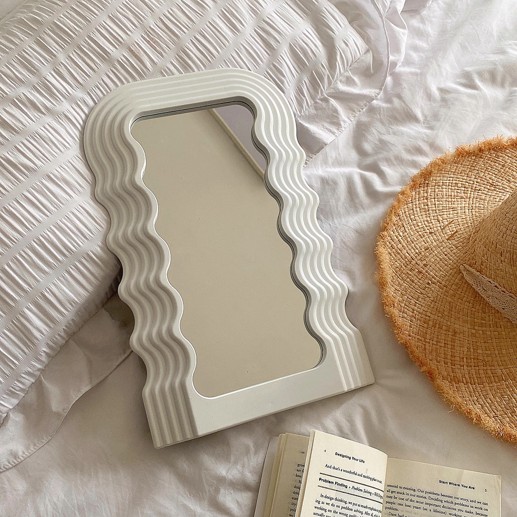 Gương trang điểm để bàn lượn sóng phong cách tối giản, gương để bàn xinh xắn Hàn Quốc– LEODEN Decor