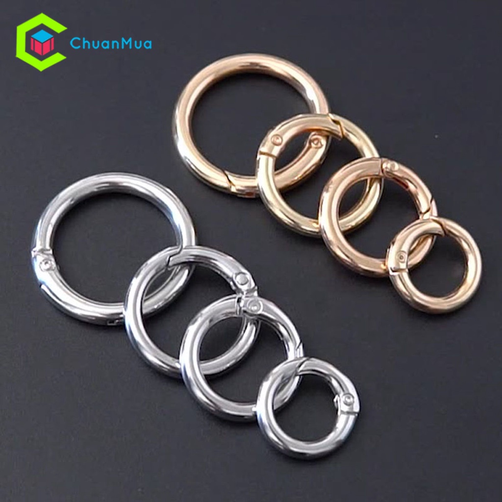 Khoen Móc Khóa Tròn Có Gài, Vòng Móc Chùm Chìa Khóa Đa Năng, Móc Khóa Carabiner