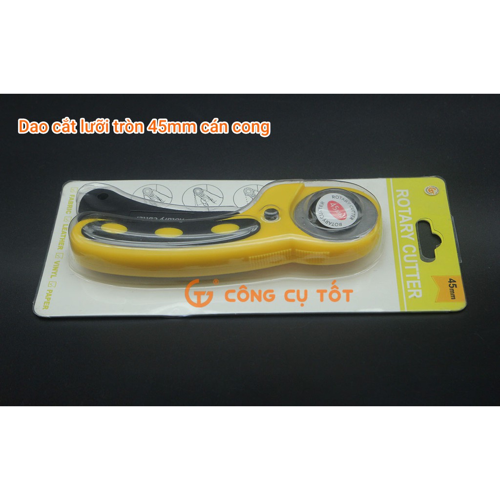 Dao cắt lưỡi tròn ABS 45mm cán cong cao cấp chuyên cắt vải, da